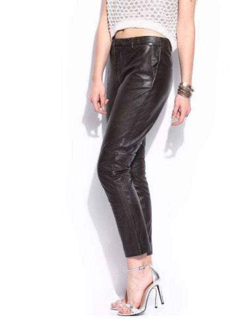 Female leather best sale trousers